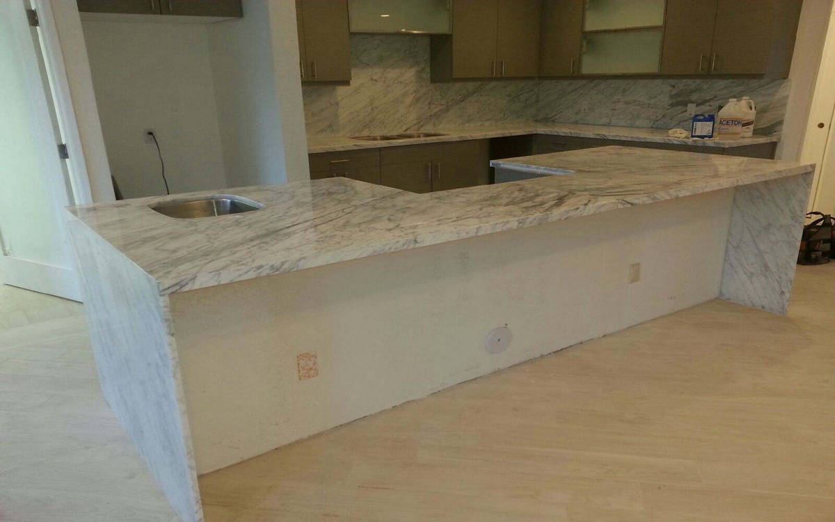 Commercial project — stone countertop install